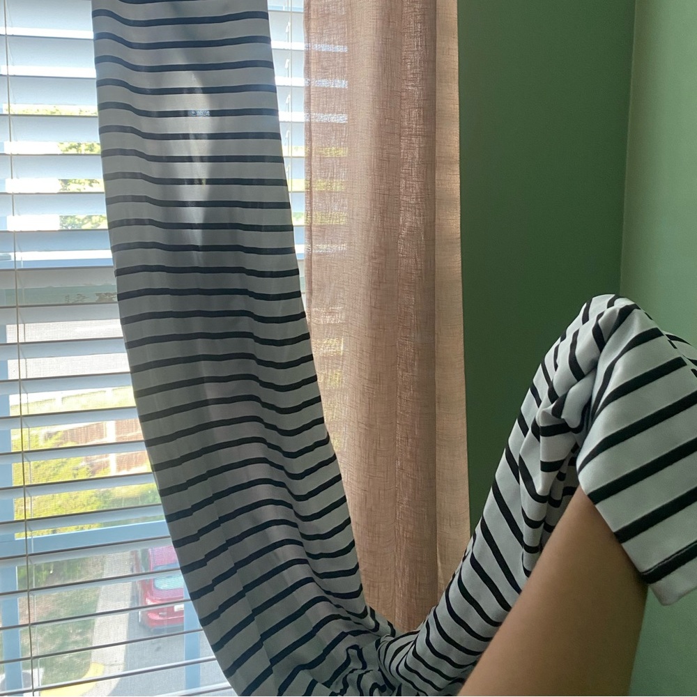 Maxi stripped black and white backless tie up dress
